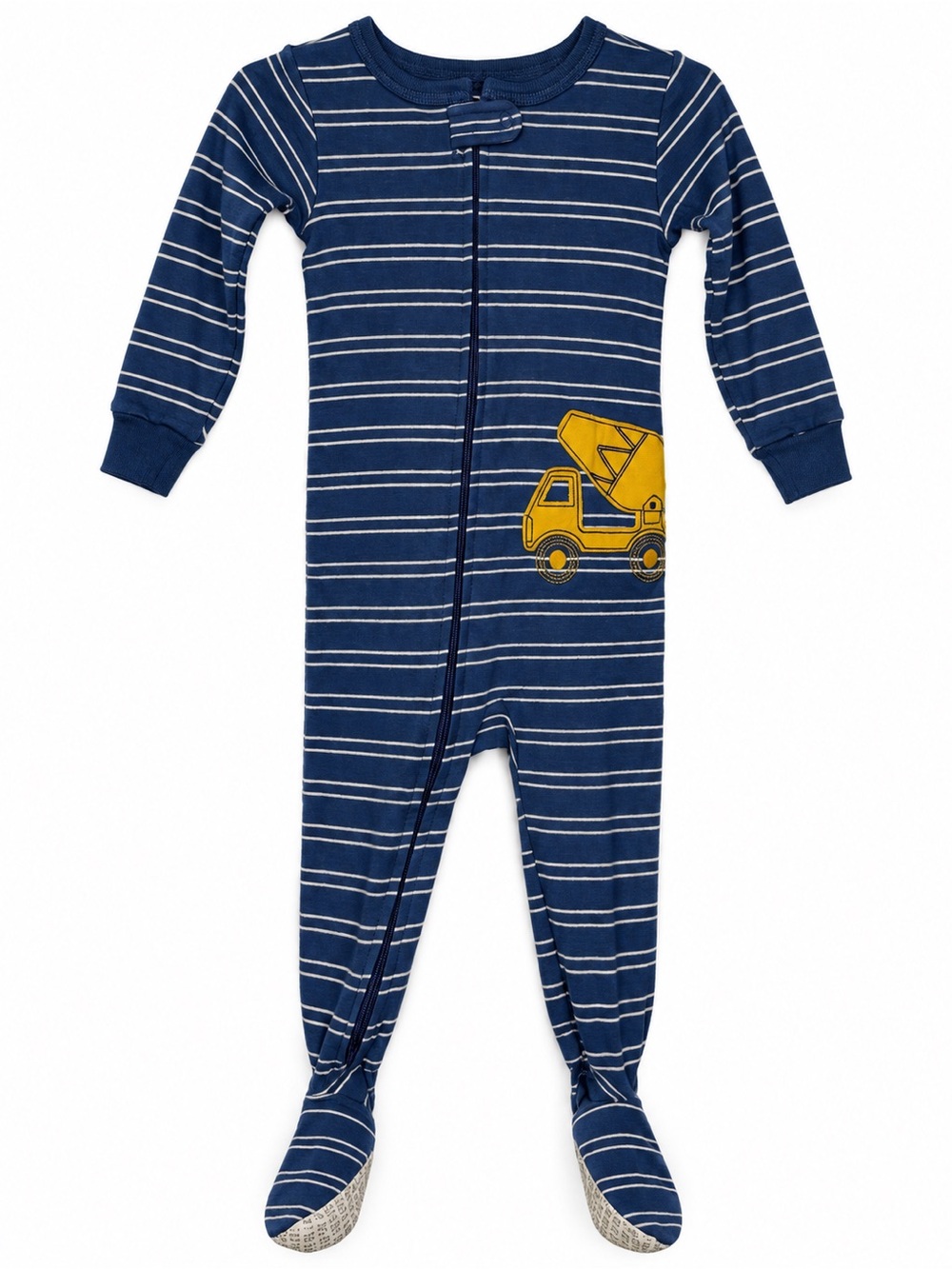 Carter’s Baby Boys 18M Blue Striped Footed Sleeper Dump Truck Zip Pajamas